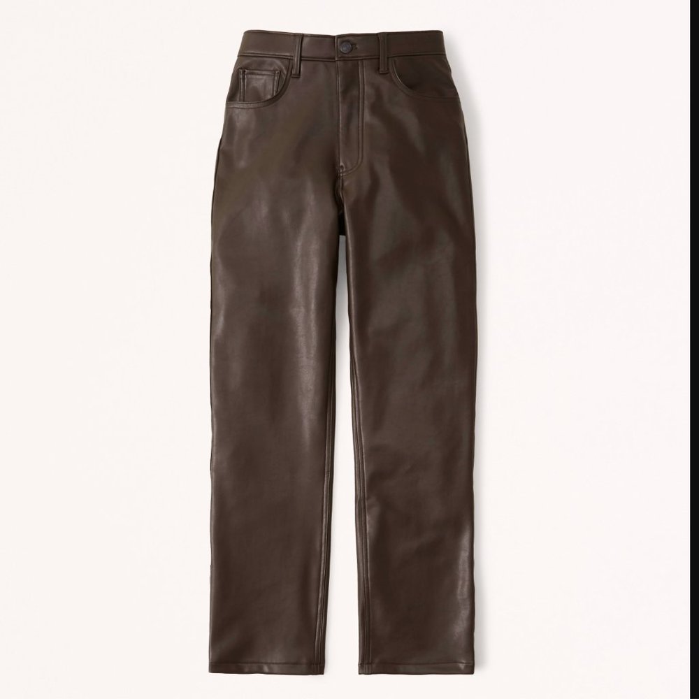 Abercrombie & Fitch Vegan Leather '90s Straight Pants – Dark Brown – 33 Long